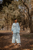 Powder Blue Cotton Woven Buti Gathers Co-ord Set (set of 2)