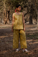 Mustard Cotton Woven Buti Sleeveless Co-ord Set (set of 2)