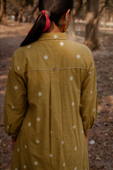 Mustard Cotton Front Open Shirt Dress