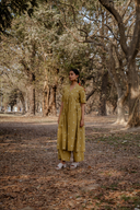 Mustard Cotton Woven Buti Kurta Set (set of 2)
