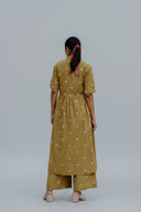 Mustard Cotton Woven Buti Kurta Set (set of 2)