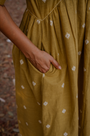 Mustard Cotton Woven Buti A-line Dress