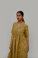 Mustard Cotton Woven Buti Kurta Set (set of 2)