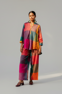 Mustard Multicolour Checks Handloom Cotton Antifit Co-ord Set with Button Detailing (set of 2)