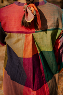 Mustard Multicolour Checks Handloom Cotton Antifit Co-ord Set with Button Detailing (set of 2)