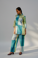 Lime Checks Handloom Cotton High-Low Shirt