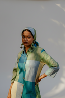 Lime Checks Handloom Cotton High-Low Shirt