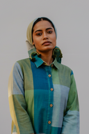 Lime Checks Handloom Cotton High-Low Shirt