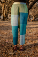 Lime Checks Handloom Cotton Flared Pants