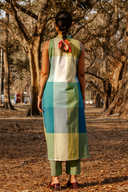 Lime Checks Handloom Cotton Halter Neck Kurta Set (set of 2)
