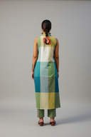 Lime Checks Handloom Cotton Halter Neck Kurta Set (set of 2)