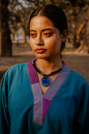 Teal Handloom Cotton Antifit Co-ord Set with Flared Pants (set of 2)
