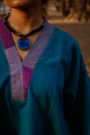 Teal Handloom Cotton Antifit Co-ord Set with Flared Pants (set of 2)