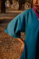 Teal Handloom Cotton Antifit Co-ord Set with Flared Pants (set of 2)