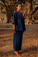 Indigo Handloom Cotton Antifit Co-ord Set (set of 2)