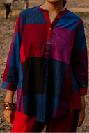 Red-Blue Checks Handloom Cotton Antifit Co-ord Set with Button Detailing (set of 2)