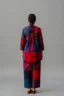 Red-Blue Checks Handloom Cotton Antifit Co-ord Set with Button Detailing (set of 2)
