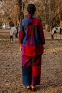 Red-Blue Checks Handloom Cotton Antifit Co-ord Set with Button Detailing (set of 2)