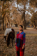 Red-Blue Checks Handloom Cotton Antifit Co-ord Set with Button Detailing (set of 2)