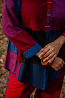 Red-Blue Checks Handloom Cotton Antifit Co-ord Set with Button Detailing (set of 2)
