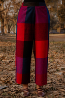 Red-Blue Checks Handloom Cotton Antifit Co-ord Set with Button Detailing (set of 2)