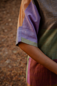 Purple-Blue Pastel Checks Handloom Cotton Antifit Kurta Set (set of 2)