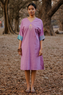 Pastel Pink Fish Hand Embroidered Handloom Cotton Antifit Dress