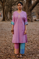 Pastel Pink Fish Hand Embroidered Handloom Cotton Antifit Kurta Set (set of 2)