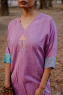 Pastel Pink Fish Hand Embroidered Handloom Cotton Antifit Dress