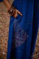 Blue Geometric Hand Embroidered Handloom Cotton Kurta Set (set of 2)
