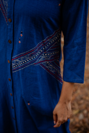 Blue Geometric Hand Embroidered Handloom Cotton Kurta Set (set of 2)