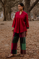Red Handloom Cotton Co-ord Set (set of 2)
