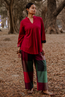 Red Handloom Cotton Co-ord Set (set of 2)