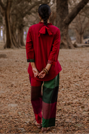 Red Handloom Cotton Co-ord Set (set of 2)