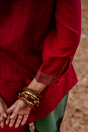 Red Handloom Cotton Co-ord Set (set of 2)
