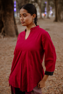 Red Handloom Cotton Co-ord Set (set of 2)