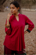 Red Handloom Cotton Co-ord Set (set of 2)