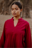 Red Handloom Cotton Co-ord Set (set of 2)