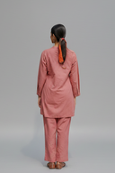 Dusty Pink Hand Embroidered Cotton Co-ord Set (set of 2)