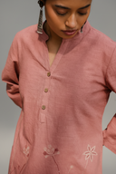 Dusty Pink Hand Embroidered Cotton Co-ord Set (set of 2)