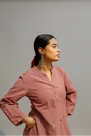 Dusty Pink Hand Embroidered Cotton Co-ord Set (set of 2)