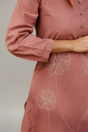 Dusty Pink Hand Embroidered Cotton Kurta