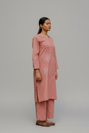 Dusty Pink Hand Embroidered Cotton Kurta Set (set of 2)