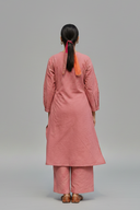 Dusty Pink Hand Embroidered Cotton Kurta Set (set of 2)