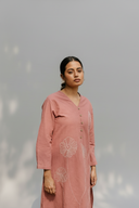 Dusty Pink Hand Embroidered Cotton Kurta