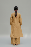 Mud Brown Hand Embroidered Cotton Kurta Set (set of 2)