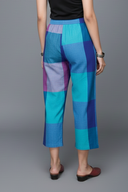 Pink-Purple Checks Handloom Cotton Flared Pants