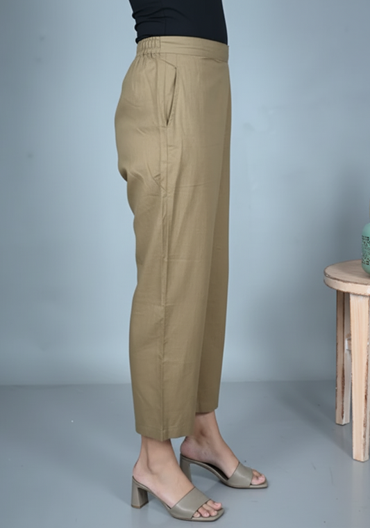 Mud Brown Handwoven Straight Pants