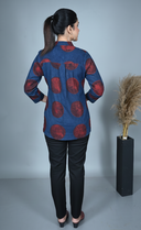 Indigo Red Ajrakh Hand Block Printed Shirt