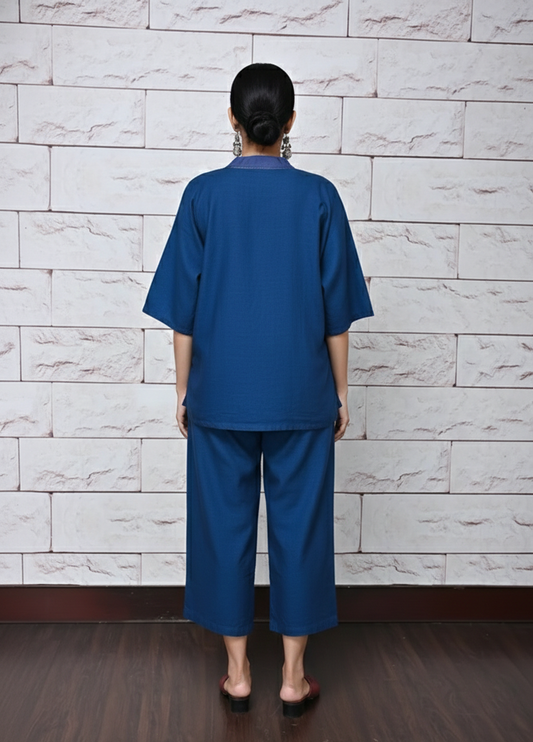 Indigo Handloom Cotton Antifit Co-ord Set (set of 2)